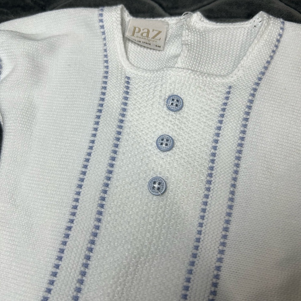 Paz Rodriguez White & Light Blue Knitted Cotton baby set - Picture 5 of 8